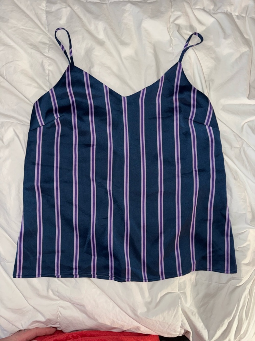 Banana Republic Navy Cami with Lavender Vertical Stripes